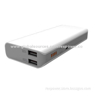 Portable Power Bank with 12,500mAh Capacity, 5V DC/1.5A Input and 5V DC/1 + 2.1A Output